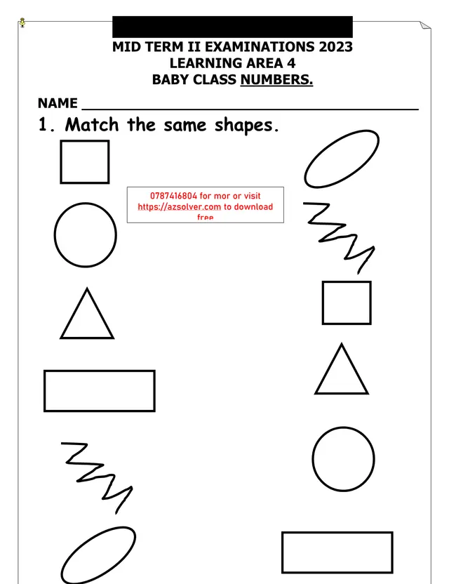 Cover of Baby Class Numbers Mid Term II Examination 2023 (Baby Mathematics Past Paper)