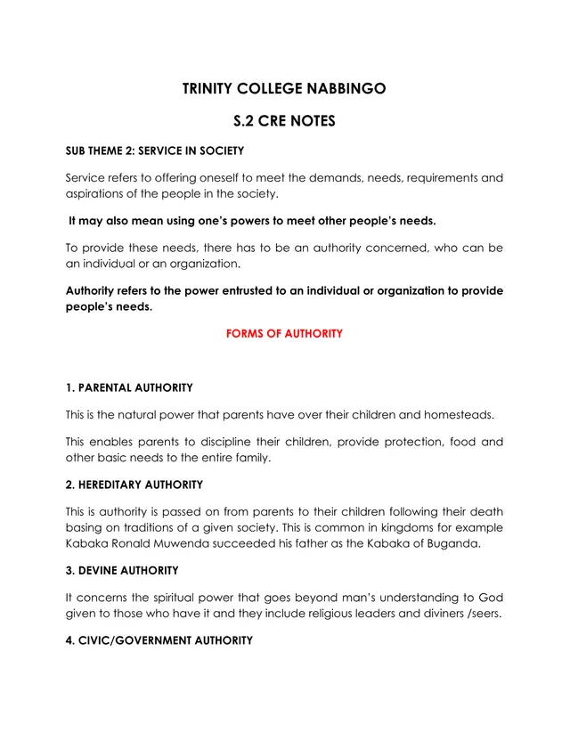 Cover of Senior 2 Christian Religious Education Notes: Service in Society (S2 Religious Education Notes)
