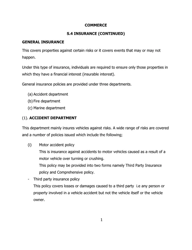 Cover of Senior 4 Commerce: Insurance (Continued) (S4 Notes)