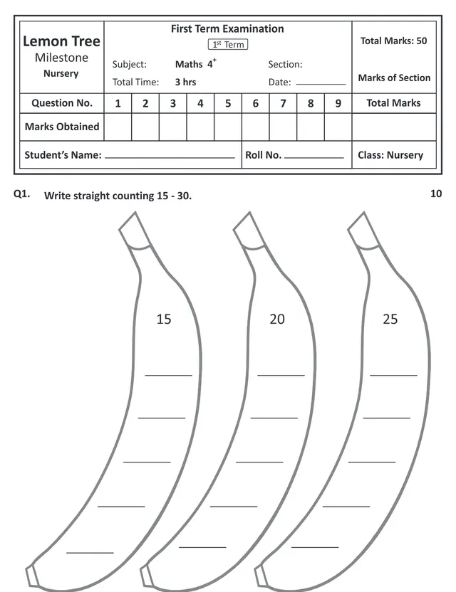 Cover of Nursery Mathematics Exams: First, Second and Third Term Papers (Baby Mathematics Past Paper)