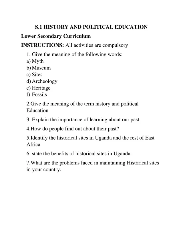 Cover of S1 History and Political Education: Our Past and Historical Sites (S1 History Curriculum)
