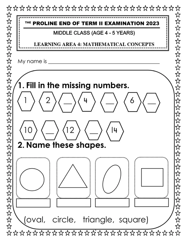 Cover of Middle Class Mathematical Concepts (LA4) End of Term II Exam 2023 (Middle Mathematics Past Paper)