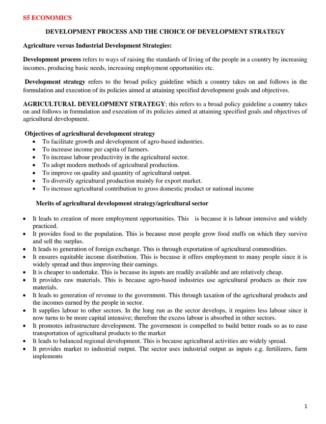 Cover of S5 Economics: Development Process and Choice of Development Strategy (S5 Economics Notes)