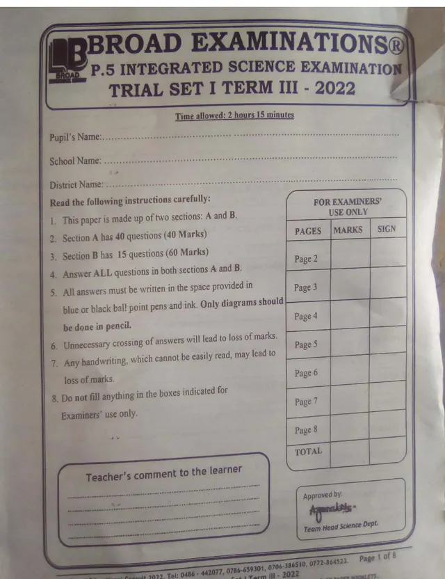 Cover of Primary 5 Science Exam: Soil, Weather, Animals and Health (P5 Science Past Paper)