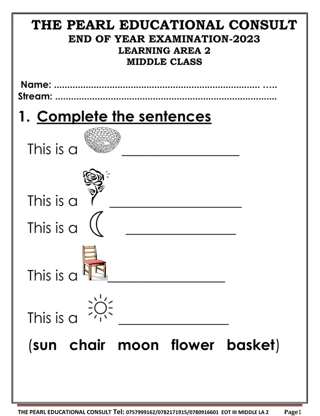 Cover of Middle Class Learning Area 2 End of Year Exam 2023 (Term 3) (Middle Social Studies Past Paper)