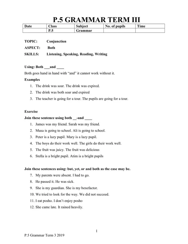Cover of P.5 English Grammar Lesson Notes Term III (P5 English Notes)