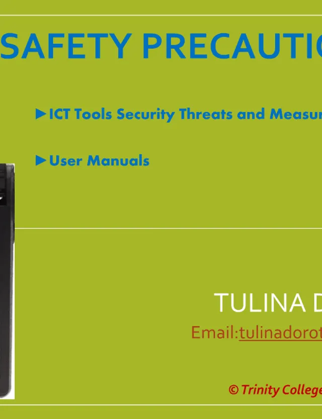 Cover of Senior 1 ICT Safety Precautions Activities by Tulina Dorothy (S1 ICT Activity)