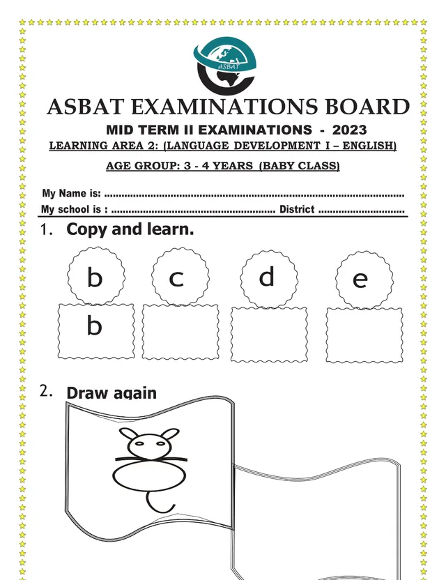 Cover of Baby Class English Mid Term II Exam 2023 – Language Development I (Baby English Past Paper)