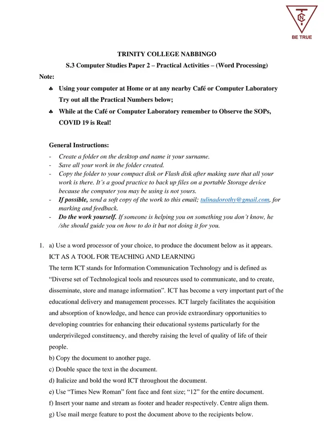 Cover of S3 Computer Studies: Word Processing Practical Activities (S3 Computer Studies Activity)