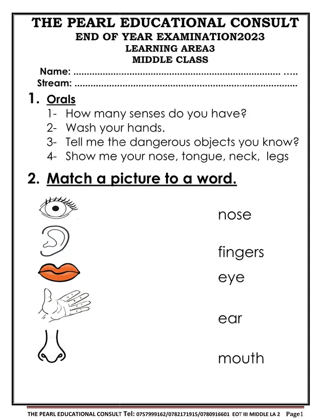 Cover of Middle Class Learning Area 3 End of Year Exam 2023 (Term 3) (Middle Literacy Past Paper)