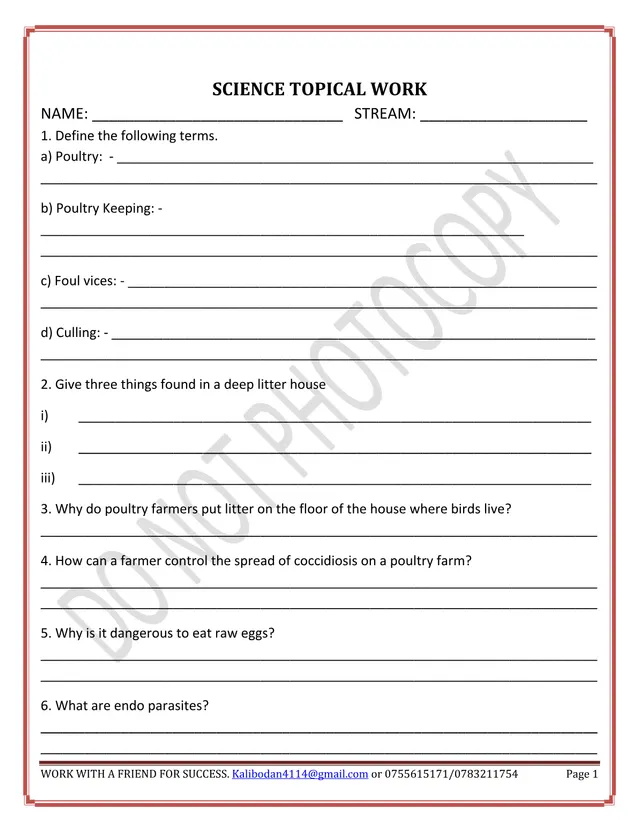 Cover of Primary Five Science Topical Work (P5 Science Past Paper)