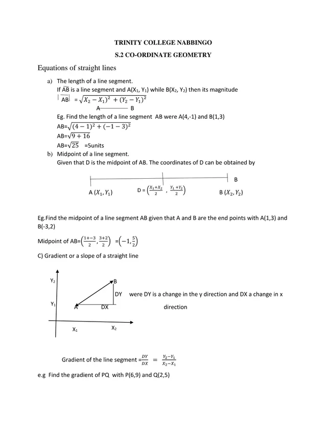 Cover of Senior 2 Mathematics: Coordinate Geometry Notes and Exercises (S2 Mathematics Notes)