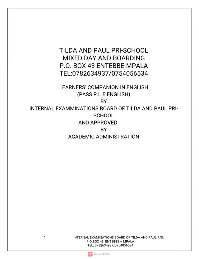 Cover of English Learners' Companion for P4–P7: Grammar Notes and Exercises (P5 English Notes)