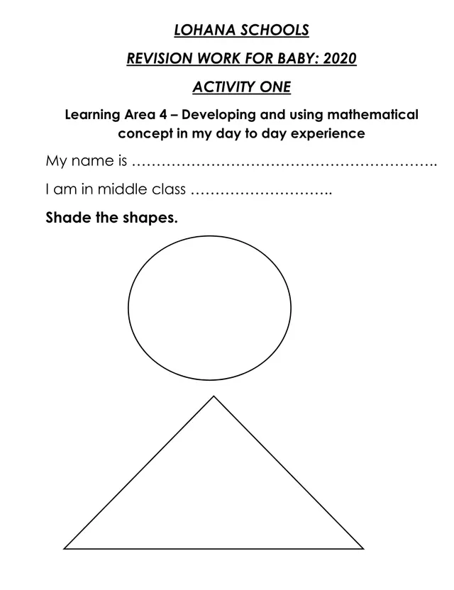 Cover of Lohana Schools Baby Class Revision Work 2020 – Shapes, Sounds and Environment (Baby Holiday Package)