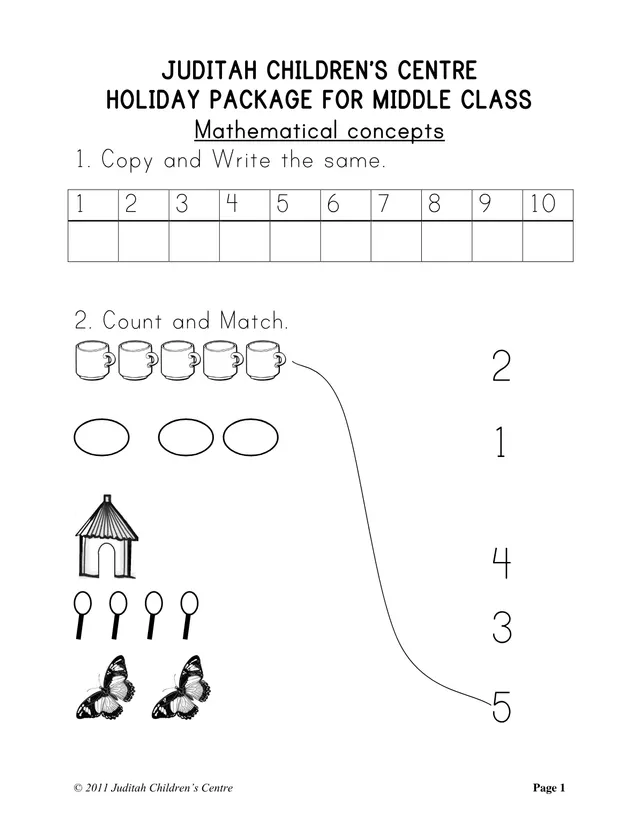 Cover of Middle Class Holiday Package – Juditah Children's Centre (Middle English Past Paper)