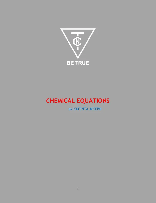 Cover of Senior 2 Chemistry: Chemical Equations by Katenta Joseph (S2 Chemistry Notes)