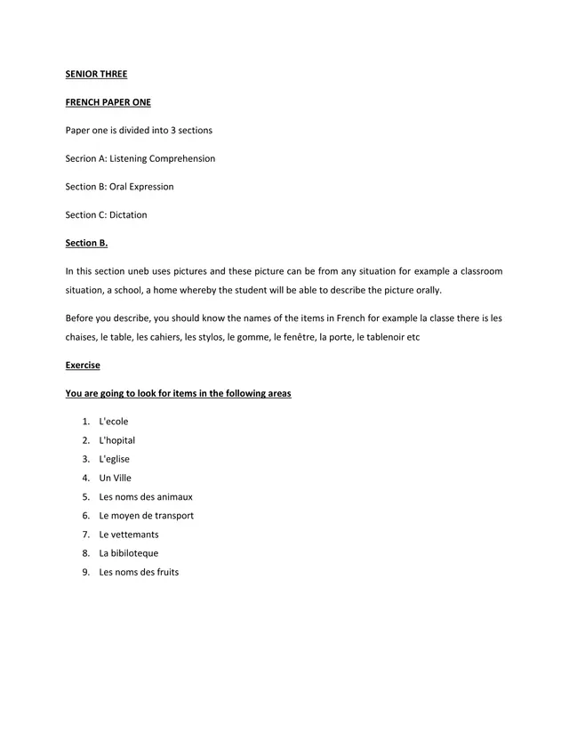 Cover of Senior 3 French Paper One Revision: Oral Expression and Dictation (S3 French Revision Material)