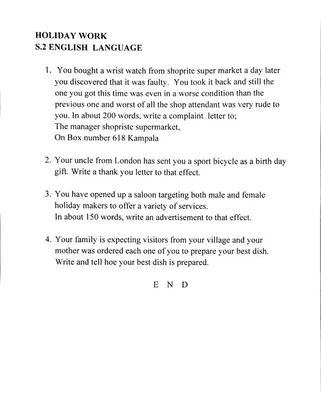 Cover of S2 English Holiday Work: Functional Writing Tasks (S2 English Revision Test)