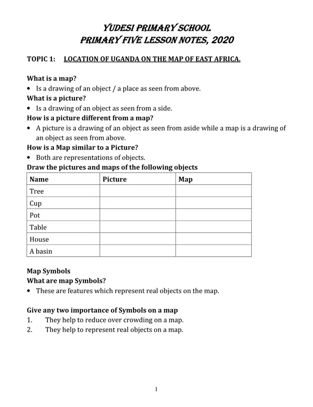 Cover of P.5 Social Studies Lesson Notes: Location and Physical Features of Uganda (P5 Social Studies Notes)