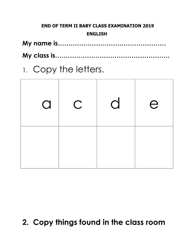 Cover of Gershibon Christian School Nursery End of Term II Exams 2019 (Baby, Middle, Top Class) (Baby English Past Paper)