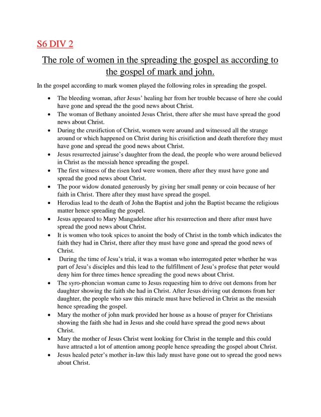 Cover of S6 Divinity Paper 2 Notes: Gospels of Mark and John (S6 Religious Education Notes)