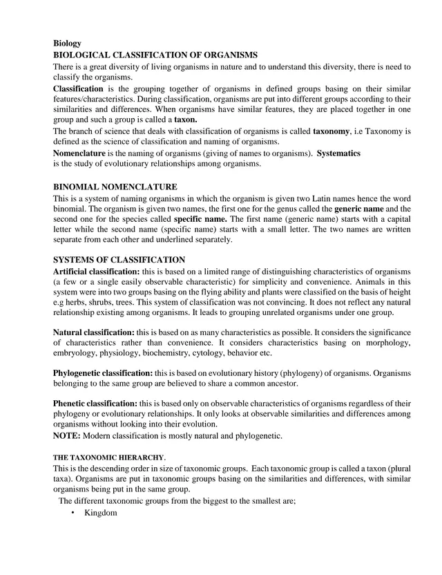 Cover of Biology Notes on Classification and Microorganisms (S5 Science Notes)