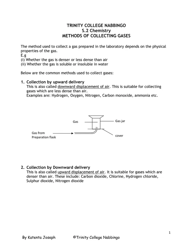 Cover of S2 Chemistry: Methods of Collecting Gases (S2 Chemistry Notes)