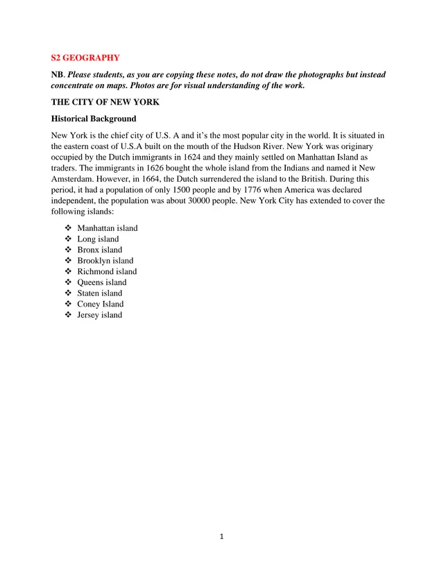 Cover of S2 Geography Notes: The City and Port of New York (S2 Geography Notes)
