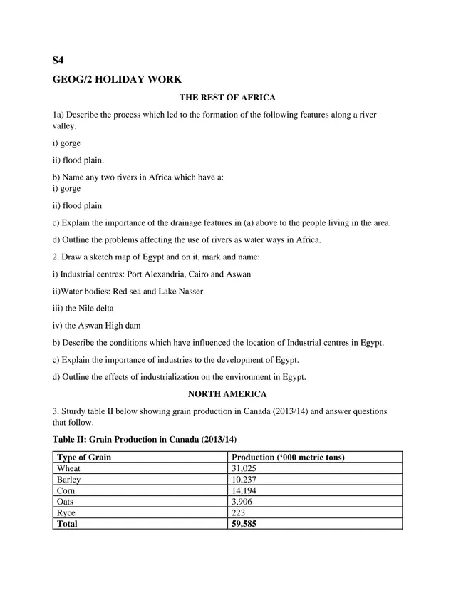 Cover of S4 Geography Paper 2 Holiday Work: Rest of Africa, North America and China (S4 Geography Holiday Package)