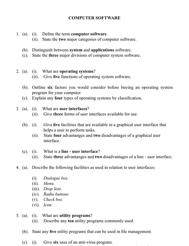 Cover of S4 Computer Studies Revision Questions: Computer Software (S4 Computer Studies Revision Test)