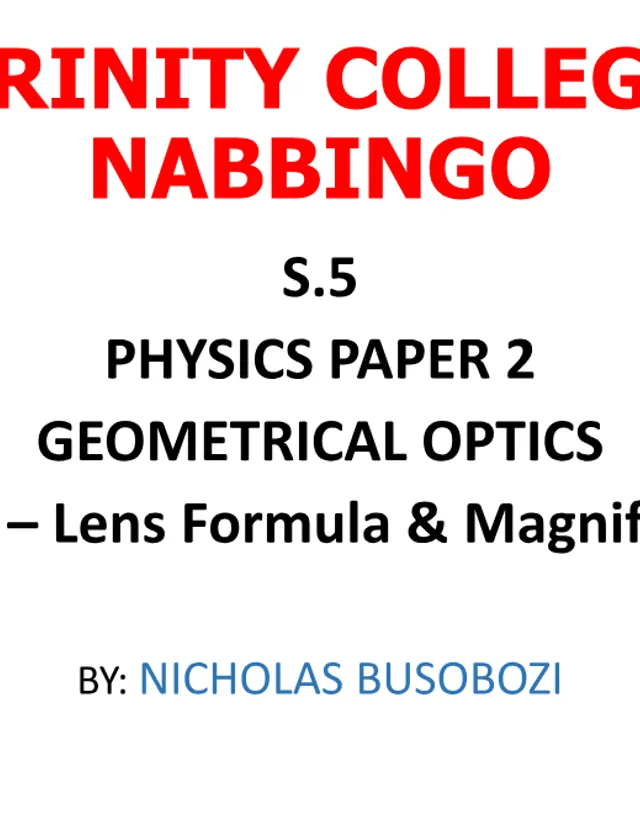 Cover of S5 Physics: Lenses, Lens Formula and Magnification (S5 Physics Past Paper)