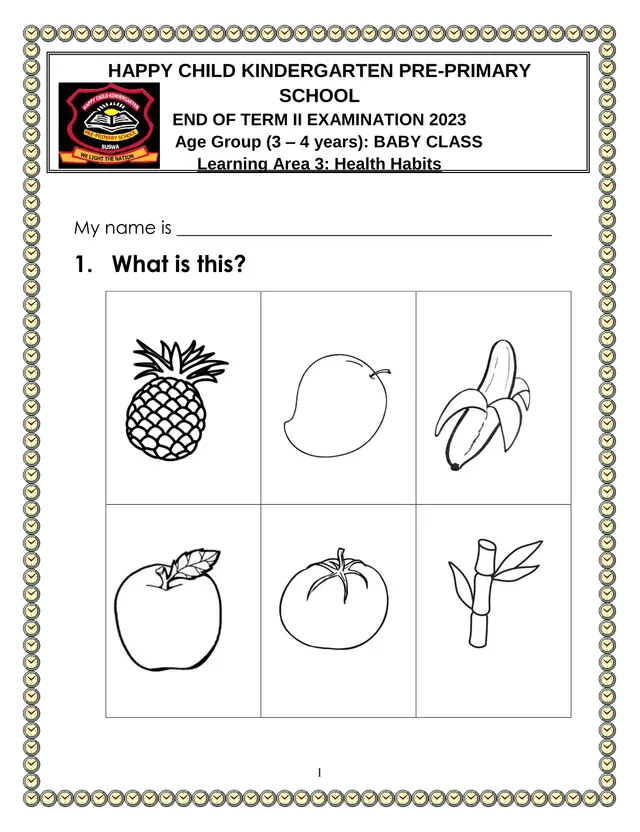 Cover of Baby Class Health Habits End of Term II Exam 2023 (Learning Area 3) (Baby Past Paper)