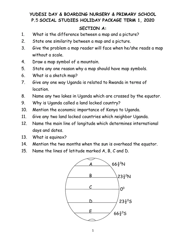 Cover of P.5 Social Studies Holiday Package, Term 1 2020 (P5 Social Studies Past Paper)