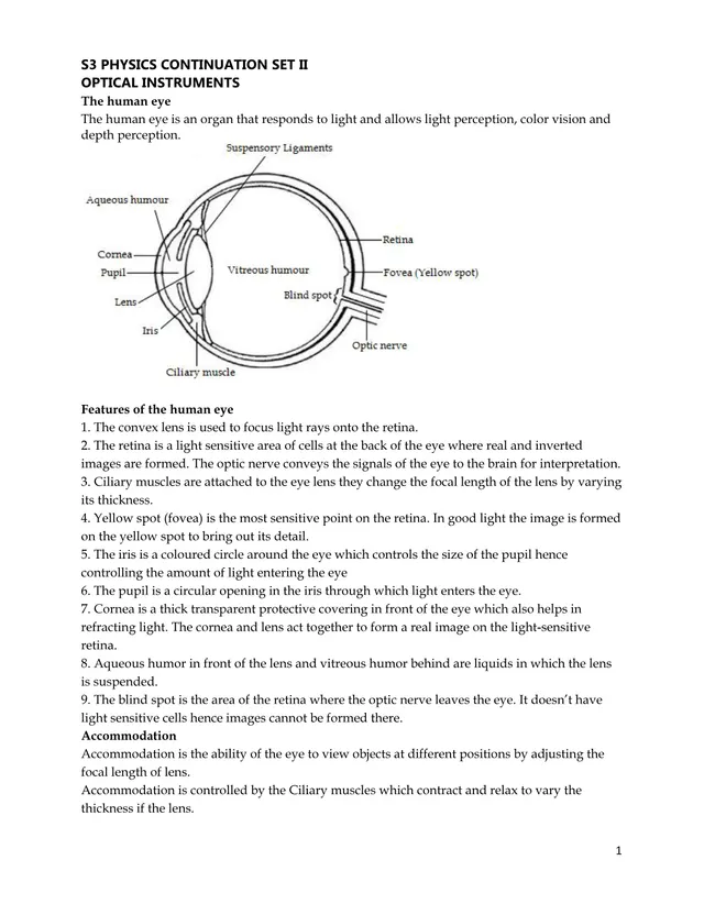 Cover of S3 Physics Notes: Optical Instruments, Colour of Light and Electrostatics (S3 Physics Notes)