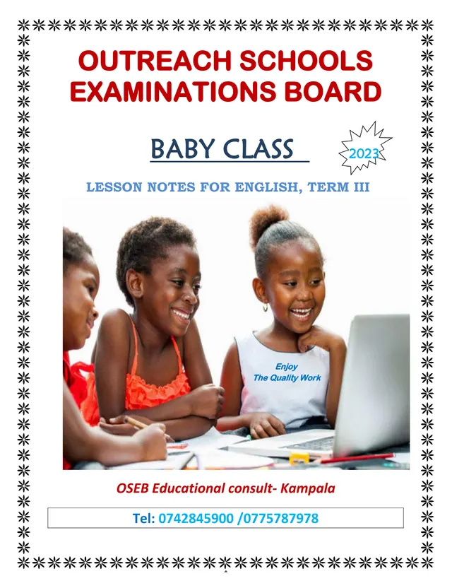 Cover of Baby Class English Lesson Notes, Term III, 2023 (Baby English Notes)