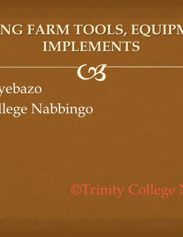 Cover of Senior 1 Agriculture: Identifying Farm Tools and Equipment (S1 Agriculture Notes)
