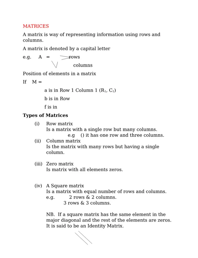 Cover of Senior 3 Mathematics: Introduction to Matrices and Their Uses (S3 Mathematics Notes)