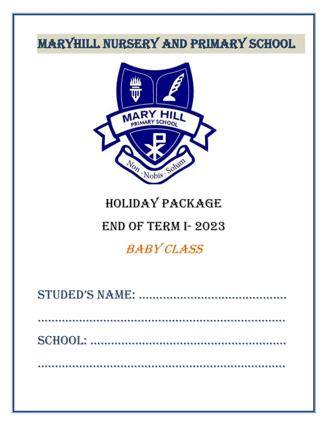 Cover of Baby Class Holiday Package – End of Term 1, 2023 (Maryhill Nursery and Primary School) (Baby Social Studies Holiday Package)