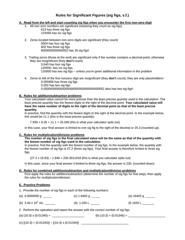 Cover of Rules for Significant Figures (Mathematics Notes)