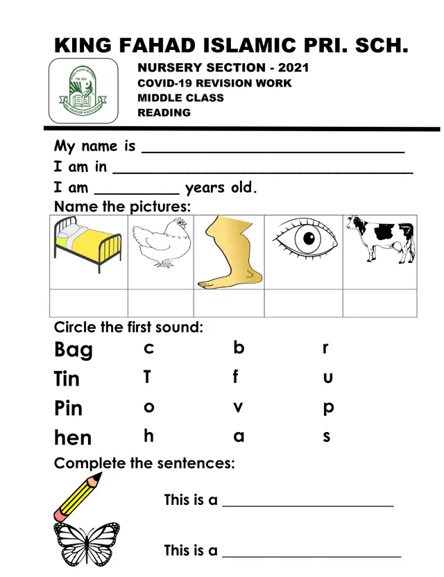 Cover of Middle Class Reading and English COVID-19 Revision Work 2021 (Middle Literacy Past Paper)
