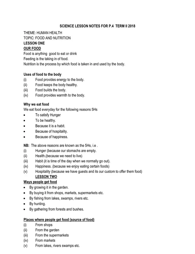 Cover of Primary 4 Science Lesson Notes: Term 2, 2018 (P4 Science Notes)