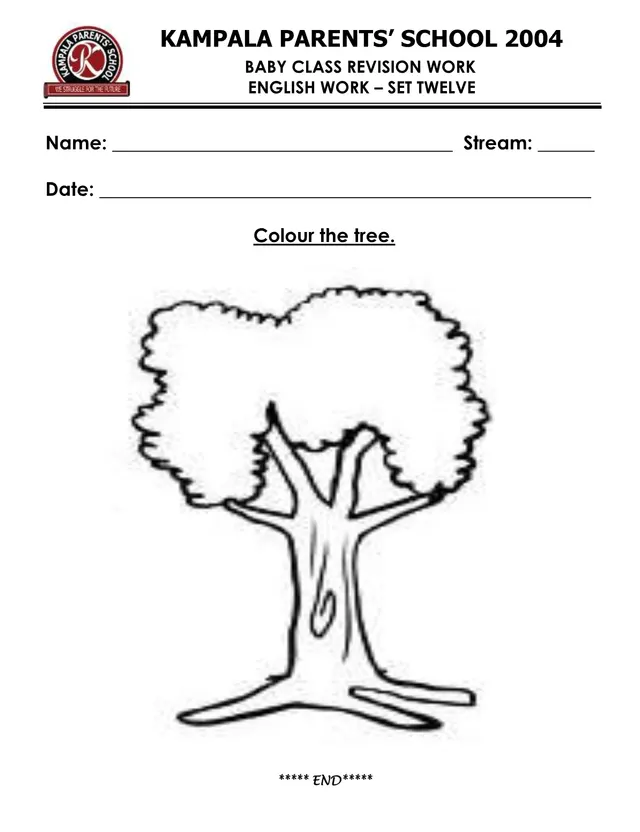 Cover of Baby Class Revision Work Set Twelve – Kampala Parents' School 2004 (Baby English Past Paper)