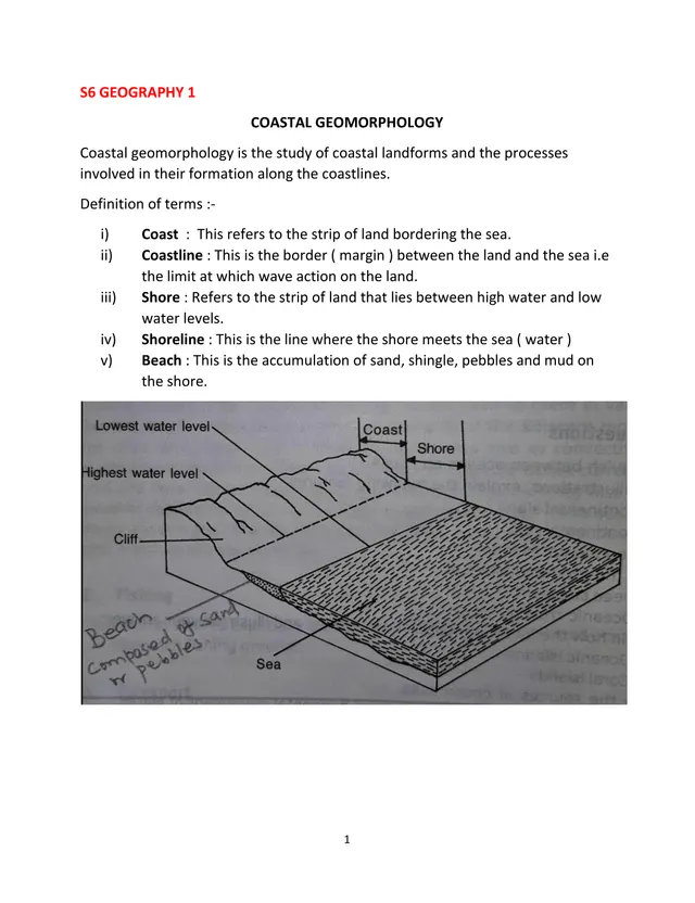Cover of Coastal Geomorphology Notes – S6 Geography Paper 1 (S6 Geography Notes)