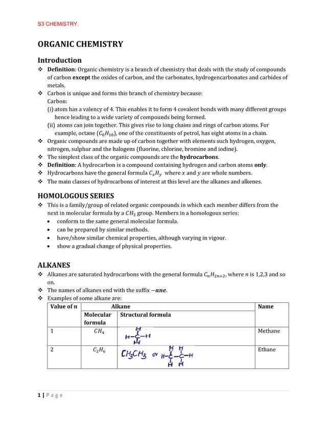 Cover of Organic Chemistry Notes for Senior 3: Hydrocarbons, Petroleum and Polymers (S3 Chemistry Notes)
