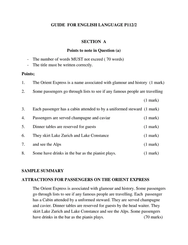 Cover of English Language Paper 2 (112/2) Marking Guide (P2 English Marking Guide)