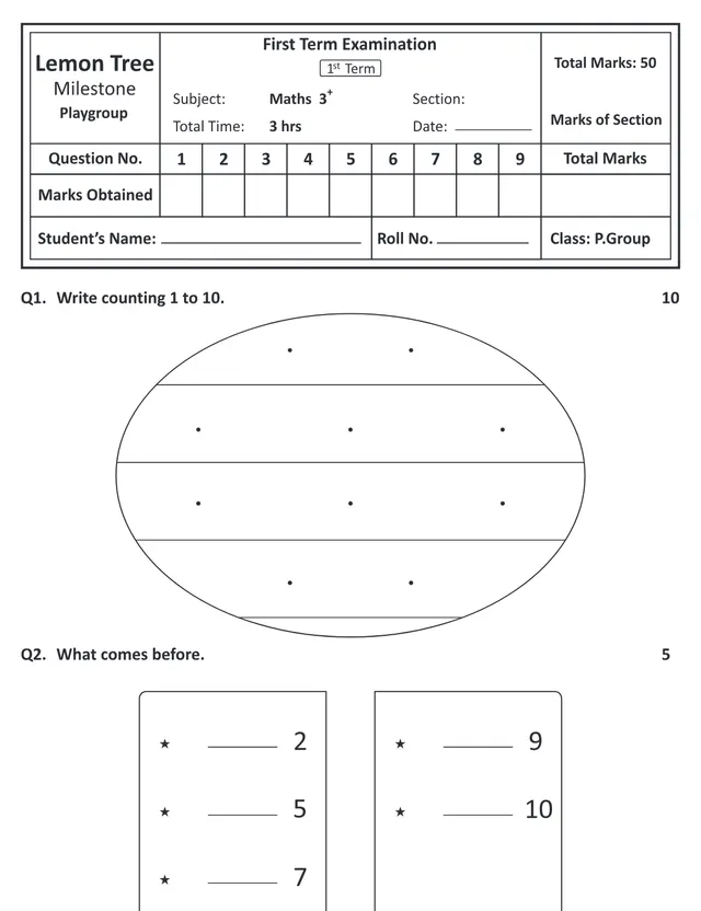 Cover of Playgroup Mathematics Term 1, 2 and 3 Examinations (Baby Mathematics Past Paper)