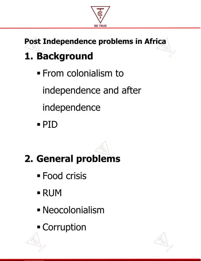 Cover of Post-Independence Problems in Africa (S3 History Notes)