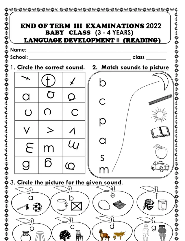 Cover of Baby Class Language Development II (Reading) End of Term III Exam 2022 (Baby Literacy Holiday Package)