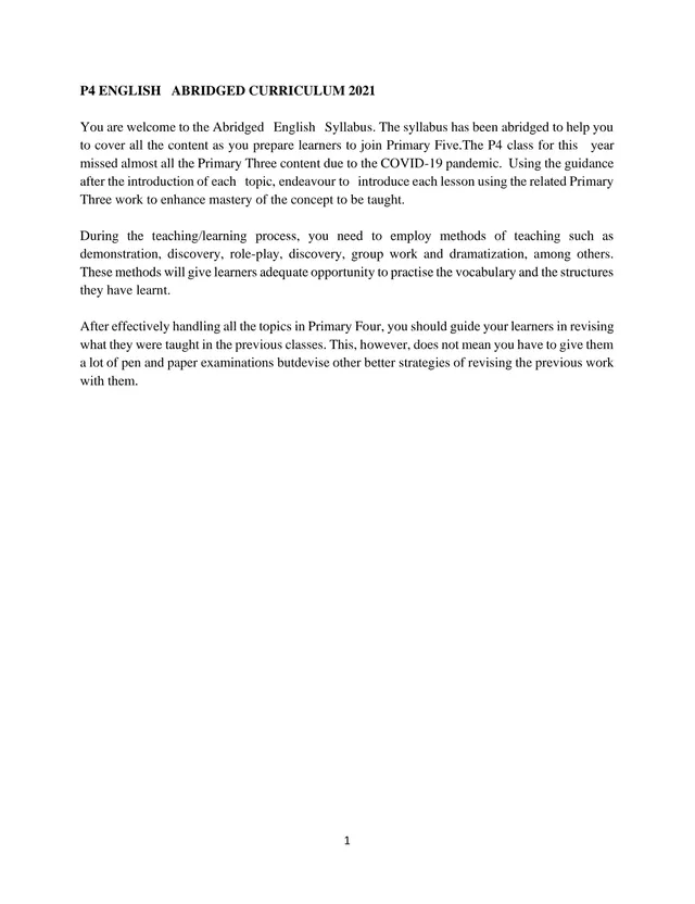 Cover of Primary 4 English Abridged Curriculum 2021 (P4 English Notes)