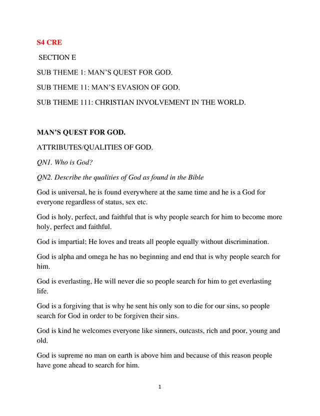 Cover of Man's Quest for God – S4 CRE Notes (S4 Religious Education Notes)
